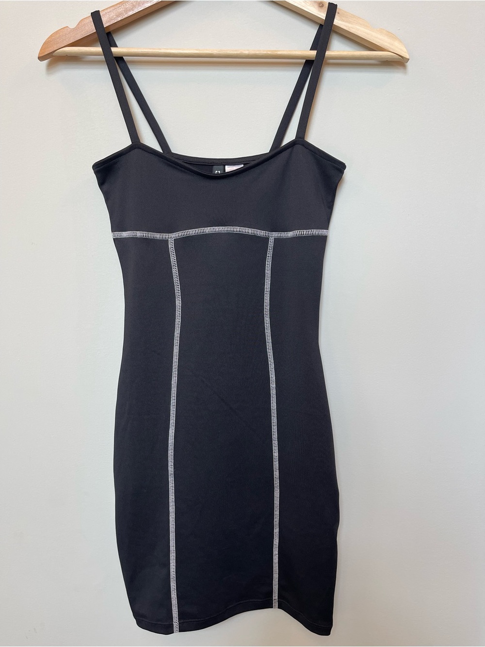 H&M Black Mini Bodycon Dress with Contrast Stitching